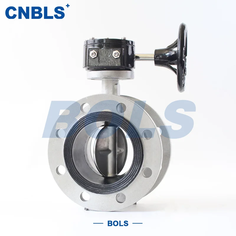 สเตนเลสสตีลเวิร์มเกียร์ขับเคลื่อนด้วยเวเฟอร์ชนิดโลหะวาล์วปีกผีเสื้อปิดผนึกแข็ง